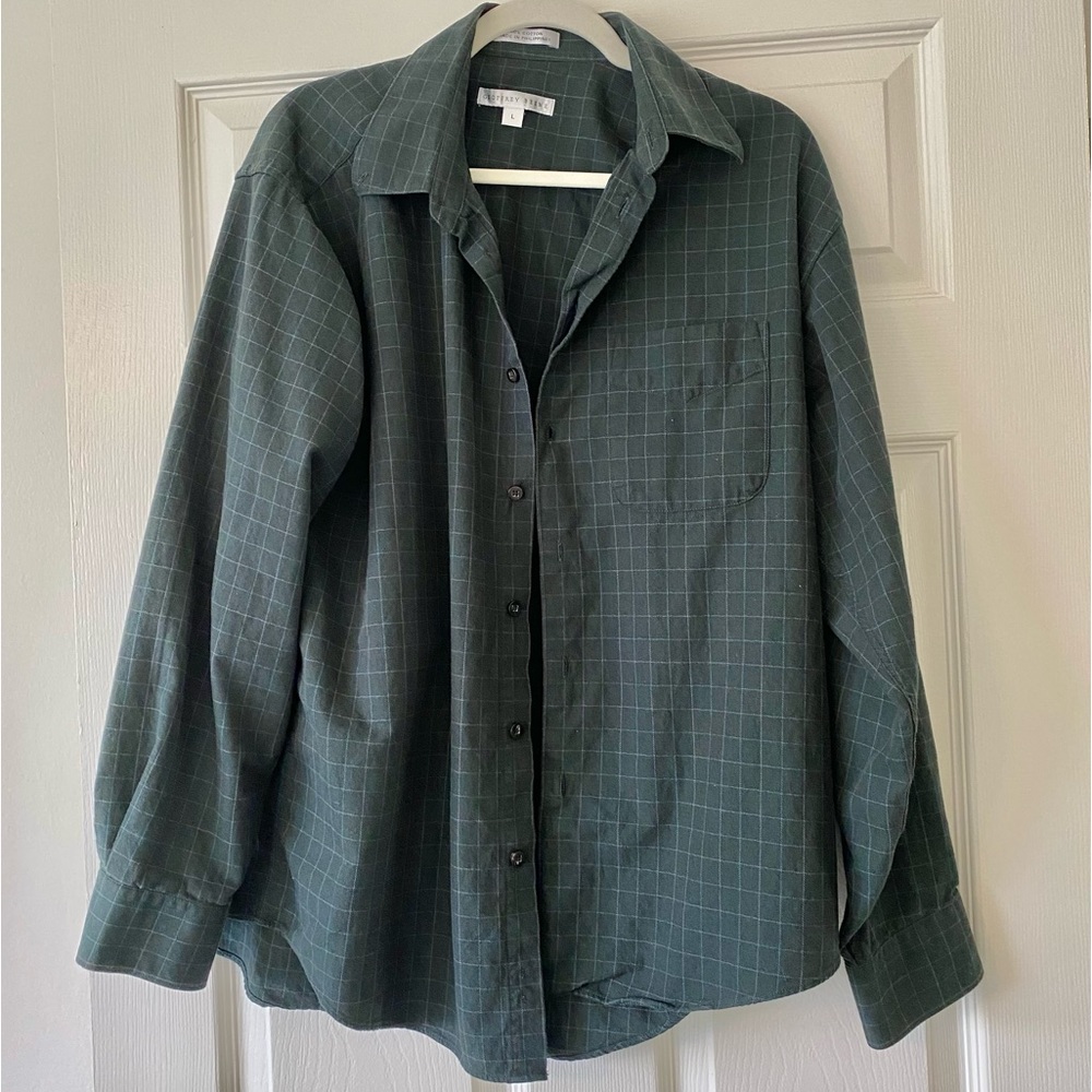Men’s Long Sleeve Button Down Shirt Large Green